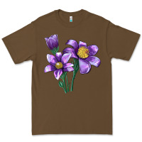 Cacao Pasque Flower Illustrations Premium Tee - LillyAllenDesigns