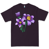 Plum Pasque Flower Illustrations Premium Tee - LillyAllenDesigns
