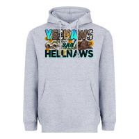 Heather Grey yeehaws and hellnaws Heavyweight Hoodie - Zillion Design Studio