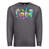 Charcoal Heather cartoon characters coffee cups Premium Sweatshirt - Zillion Design Studio