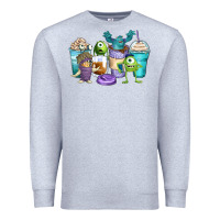 Heather Grey cartoon characters coffee cups Premium Sweatshirt - Zillion Design Studio