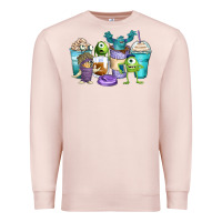 Pale Pink cartoon characters coffee cups Premium Sweatshirt - Zillion Design Studio