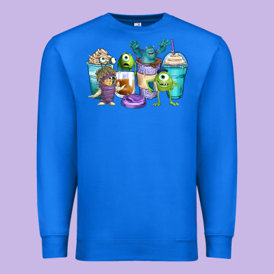 Cartoon Characters Coffee Cups Premium Sweatshirt Designed By Zillion Design Studio