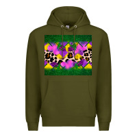 Army Green mardi gras Leopard and heart Premium Hoodie - AdoDesignShop