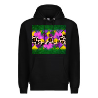 Black mardi gras Leopard and heart Premium Hoodie - AdoDesignShop
