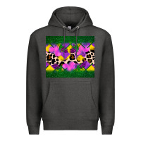 Charcoal Heather mardi gras Leopard and heart Premium Hoodie - AdoDesignShop