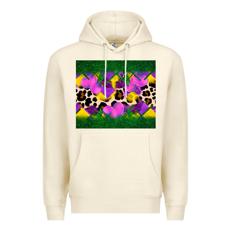 Mardi Gras Leopard And Heart Premium Hoodie by AdoDesignShop | Teevron