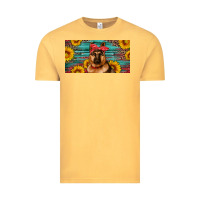 Vintage Mustard german shepherd with sunflowers license plate Vintage Tee - Artiststas