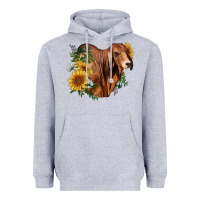 Heather Grey brahman bull with sunflowers Heavyweight Hoodie - RanaPortraitStore