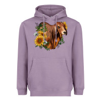 Lavender brahman bull with sunflowers Heavyweight Hoodie - RanaPortraitStore