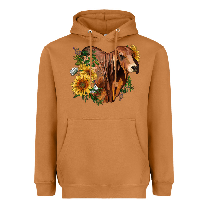 Brahman Bull With Sunflowers Heavyweight Hoodie by RanaPortraitStore | Teevron