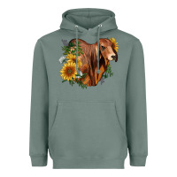 Sage brahman bull with sunflowers Heavyweight Hoodie - RanaPortraitStore