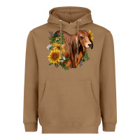 Toasted Coconut brahman bull with sunflowers Heavyweight Hoodie - RanaPortraitStore