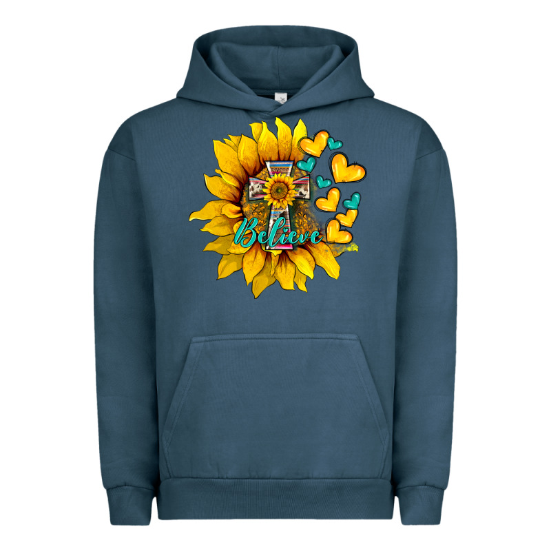 Western Sunflower  Cross Believe Urban Hoodie by BarkalooDesign | Teevron