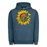 Pigment Midnight Navy western sunflower  cross believe Urban Hoodie - BarkalooDesign