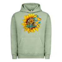 Pigment Oil Green western sunflower  cross believe Urban Hoodie - BarkalooDesign