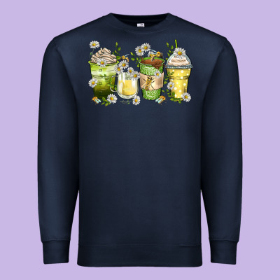 Daisy Coffee Cups Premium Sweatshirt Designed By Zillion Design Studio