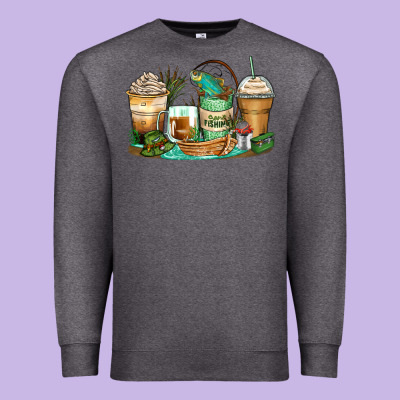 Fishing Coffee Cups Premium Sweatshirt Designed By Zillion Design Studio