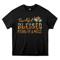 Black Thankful Blessed And Kind Of A Mess Heavy Core Tee - CowhideDigitalArt