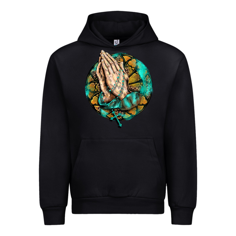Western Praying Hands Prayer Rosary  Faith Cross Urban Hoodie by BarkalooDesign | Teevron