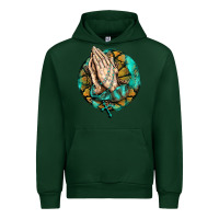 Forest Green western praying hands prayer rosary  faith cross Urban Hoodie - BarkalooDesign