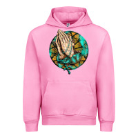Fuchsia Pink western praying hands prayer rosary  faith cross Urban Hoodie - BarkalooDesign