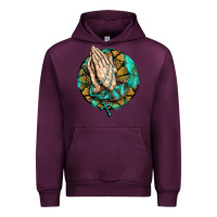 Mauve Wine western praying hands prayer rosary  faith cross Urban Hoodie - BarkalooDesign