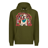 Army Green english bulldog floral rainbow Premium Hoodie - Artiststas