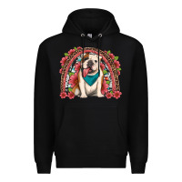 Black english bulldog floral rainbow Premium Hoodie - Artiststas