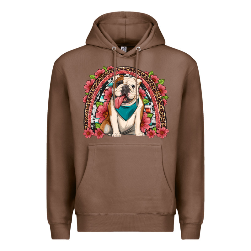 English Bulldog Floral Rainbow Premium Hoodie by Artiststas | Teevron