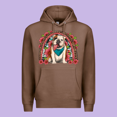 English Bulldog Floral Rainbow Premium Hoodie Designed By Artiststas