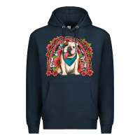 Navy english bulldog floral rainbow Premium Hoodie - Artiststas