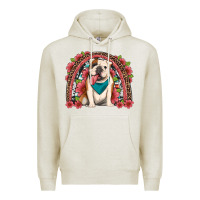 Oatmeal Heather english bulldog floral rainbow Premium Hoodie - Artiststas