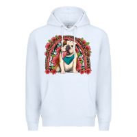 White english bulldog floral rainbow Premium Hoodie - Artiststas