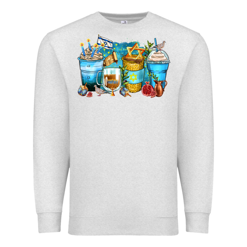 Hanukkah Coffee Cups Premium Sweatshirt by Zillion Design Studio | Teevron