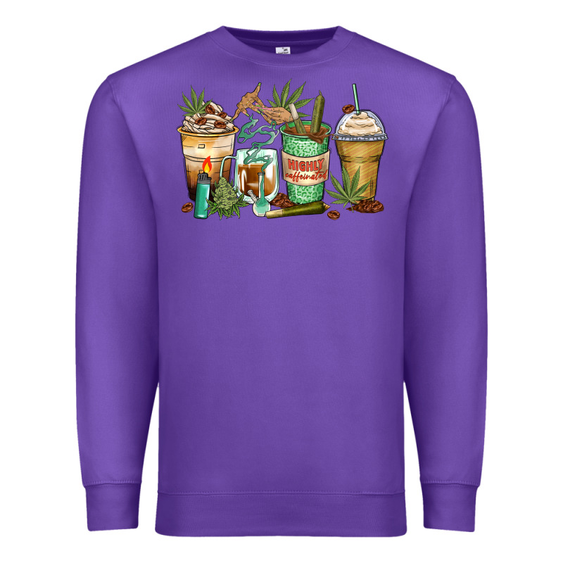 Highly Caffeinated Coffee Cups Premium Sweatshirt by Zillion Design Studio | Teevron