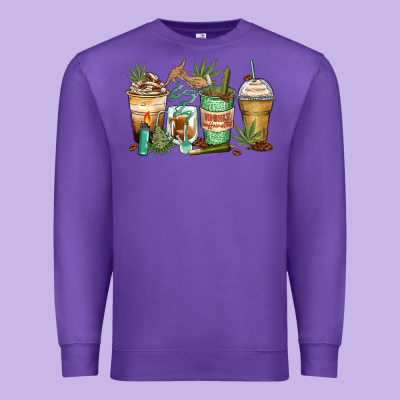 Highly Caffeinated Coffee Cups Premium Sweatshirt Designed By Zillion Design Studio