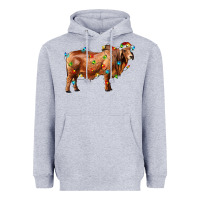 Heather Grey brahman bull with christmas lights Heavyweight Hoodie - RanaPortraitStore
