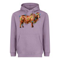 Lavender brahman bull with christmas lights Heavyweight Hoodie - RanaPortraitStore