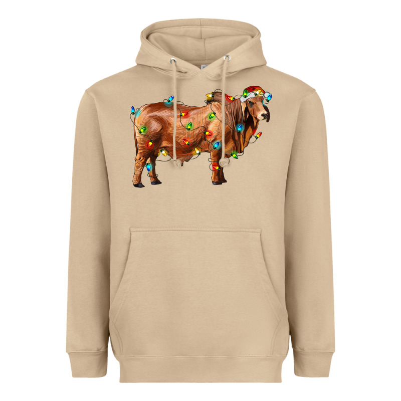 Brahman Bull With Christmas Lights Heavyweight Hoodie by RanaPortraitStore | Teevron