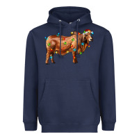 Navy brahman bull with christmas lights Heavyweight Hoodie - RanaPortraitStore