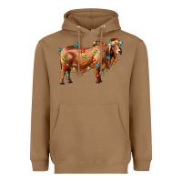 Toasted Coconut brahman bull with christmas lights Heavyweight Hoodie - RanaPortraitStore