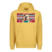 Antique Gold english bulldog floral license plate Premium Hoodie - Artiststas
