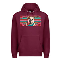 Burgundy english bulldog floral license plate Premium Hoodie - Artiststas