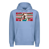 Colony Blue english bulldog floral license plate Premium Hoodie - Artiststas