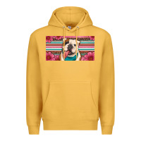 Mustard english bulldog floral license plate Premium Hoodie - Artiststas