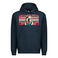 Navy english bulldog floral license plate Premium Hoodie - Artiststas