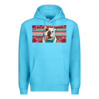 Ocean Blue english bulldog floral license plate Premium Hoodie - Artiststas