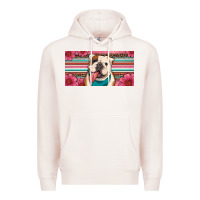 Pale Pink english bulldog floral license plate Premium Hoodie - Artiststas