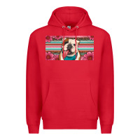 Red english bulldog floral license plate Premium Hoodie - Artiststas